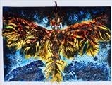 Feather Phoenix by Maisie Parker, Artist Print, A collograph plate