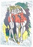 Girl's Night Out by Maisie Parker, Artist Print, Reduction Lino Print.