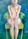 Green Chair by Maisie Parker, Painting, Oil on Paper