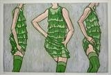Green Stockings by Maisie Parker, Artist Print, Reduction lino print