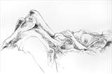 Helen Sleeping by Maisie Parker, Drawing, Charcoal on Paper