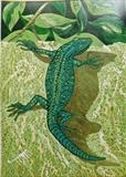 Lizard Too by Maisie Parker, Artist Print, Eight colour reduction print