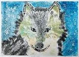 Winter wolf by Maisie Parker, Artist Print, Collagraph