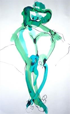 Blue Thighs by Maisie Parker, Drawing, Pen on Paper