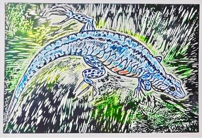 Lizard Won by Maisie Parker, Artist Print, Lino Print