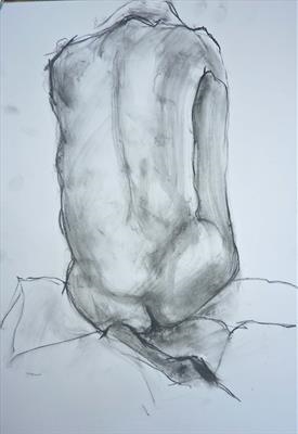 Long Back by Maisie Parker, Drawing, Charcoal on Paper