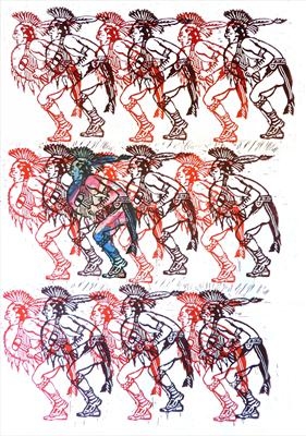 Odd Man by Maisie Parker, Painting, Lino Print